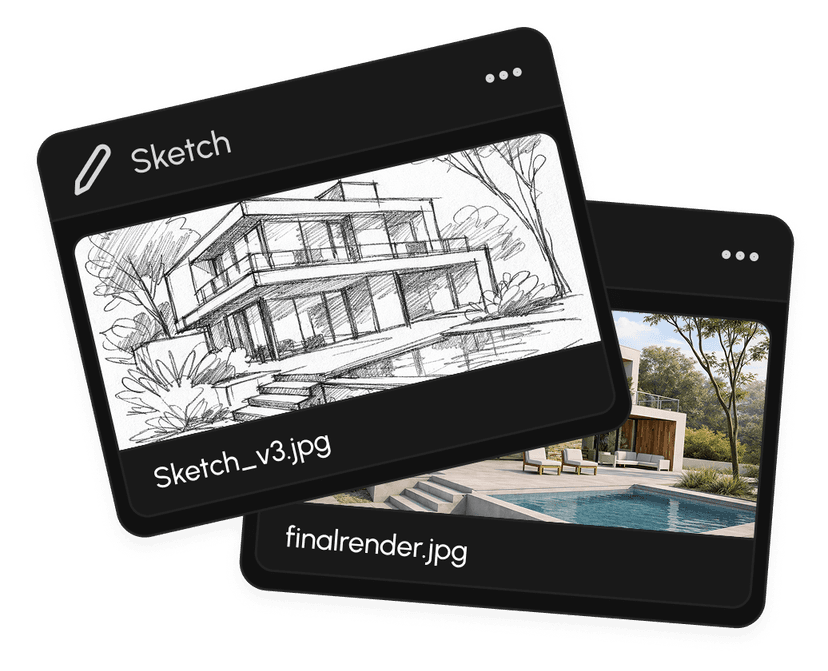 Sketch-to-render preview card